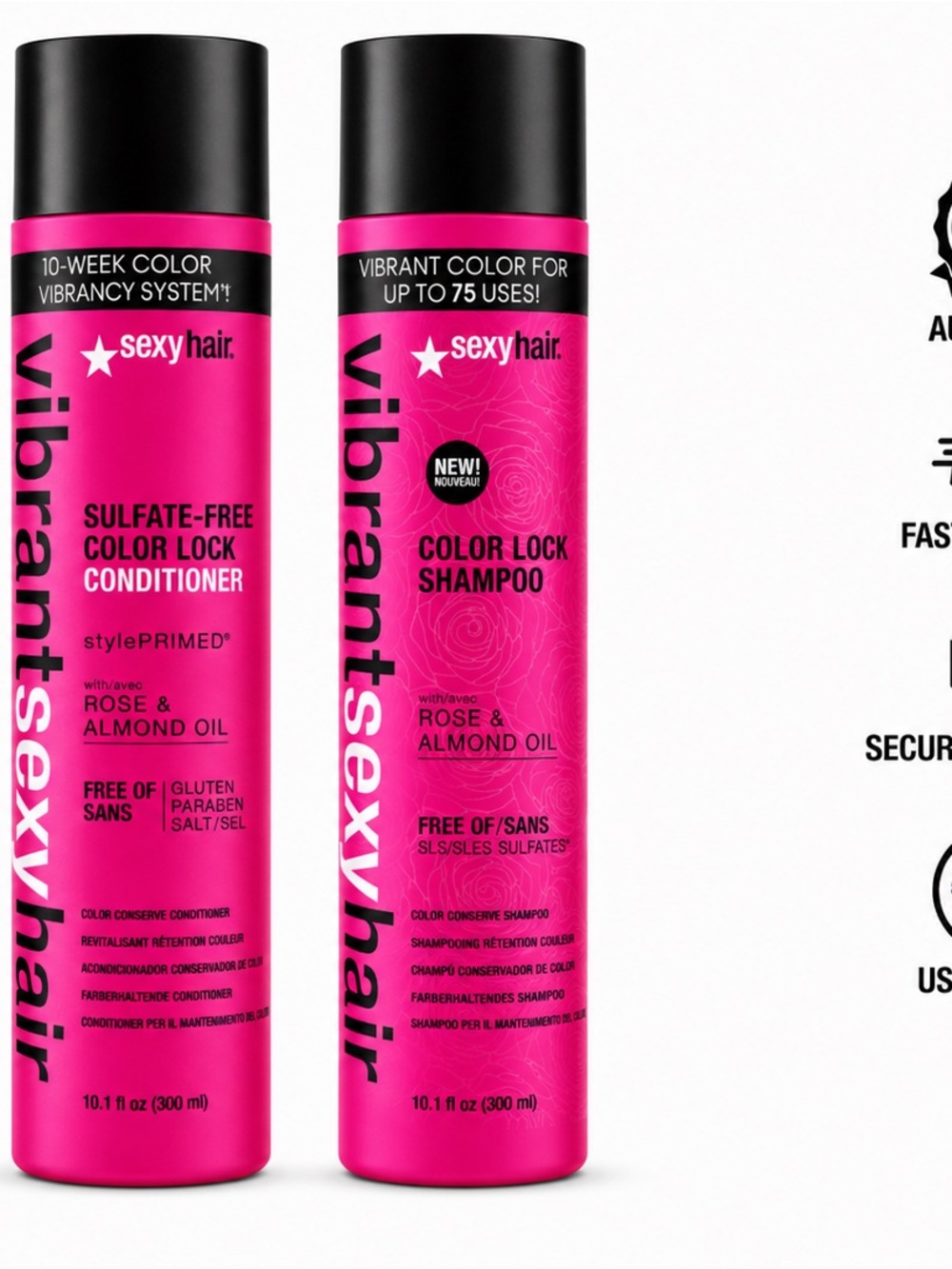 Sexy Hair Vibrant Color Lock Shampoo & Conditioner 10.1oz Color Safe Duo